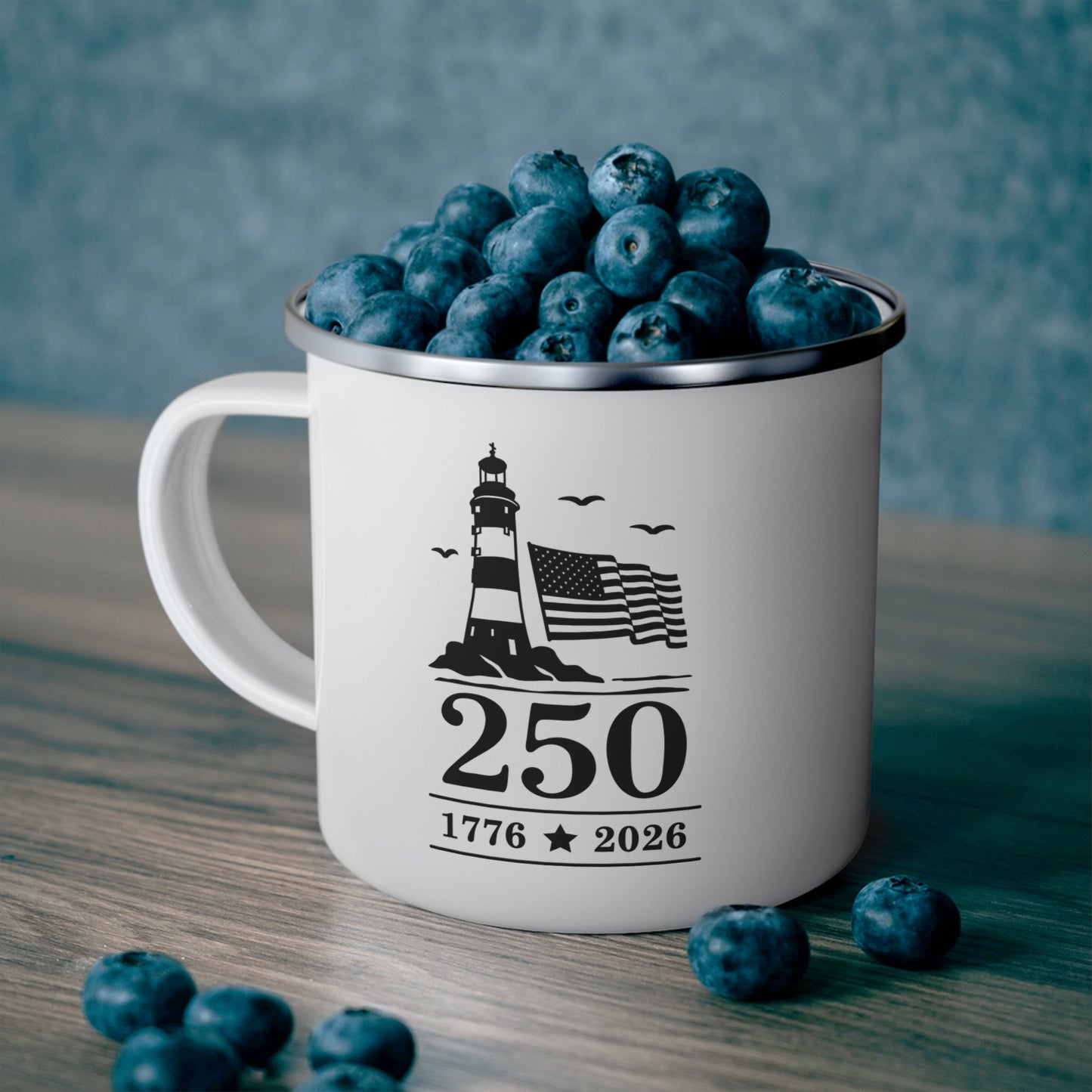 America 250 Lighthouse Enamel Mug