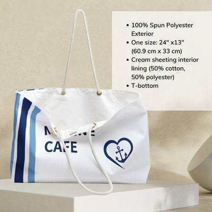 Personalized Nautical Bag White Blue Stripes and Heart Anchor