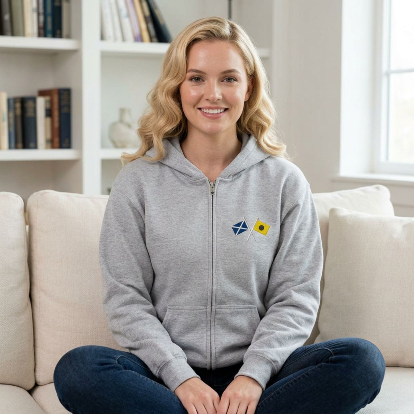 Crossed Nautical Signal Flags Zip Hoodie
