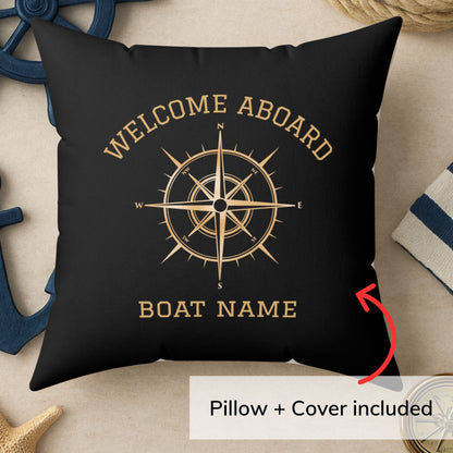 Gold Compass Boat Pillow
