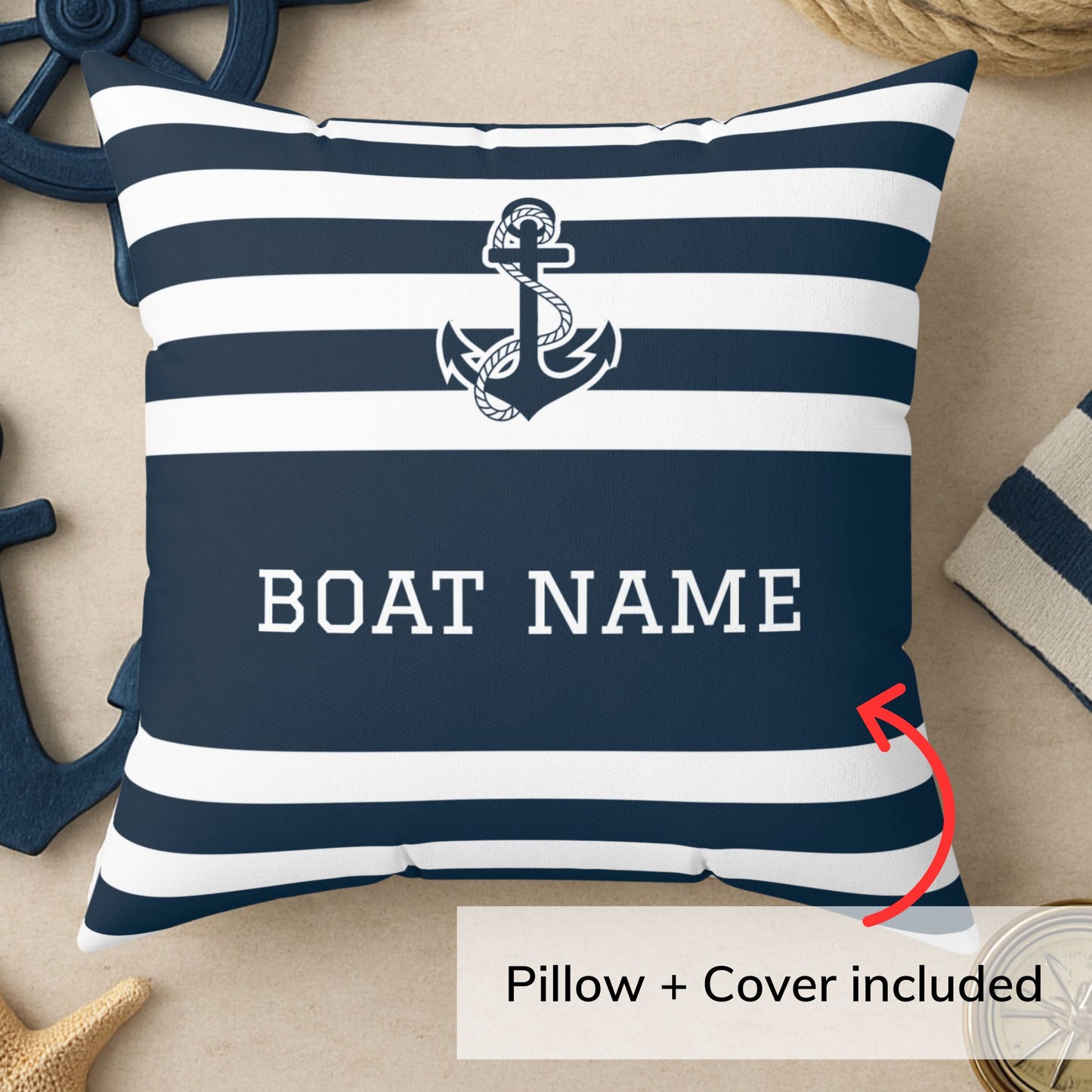 Anchor Boat Name Pillow
