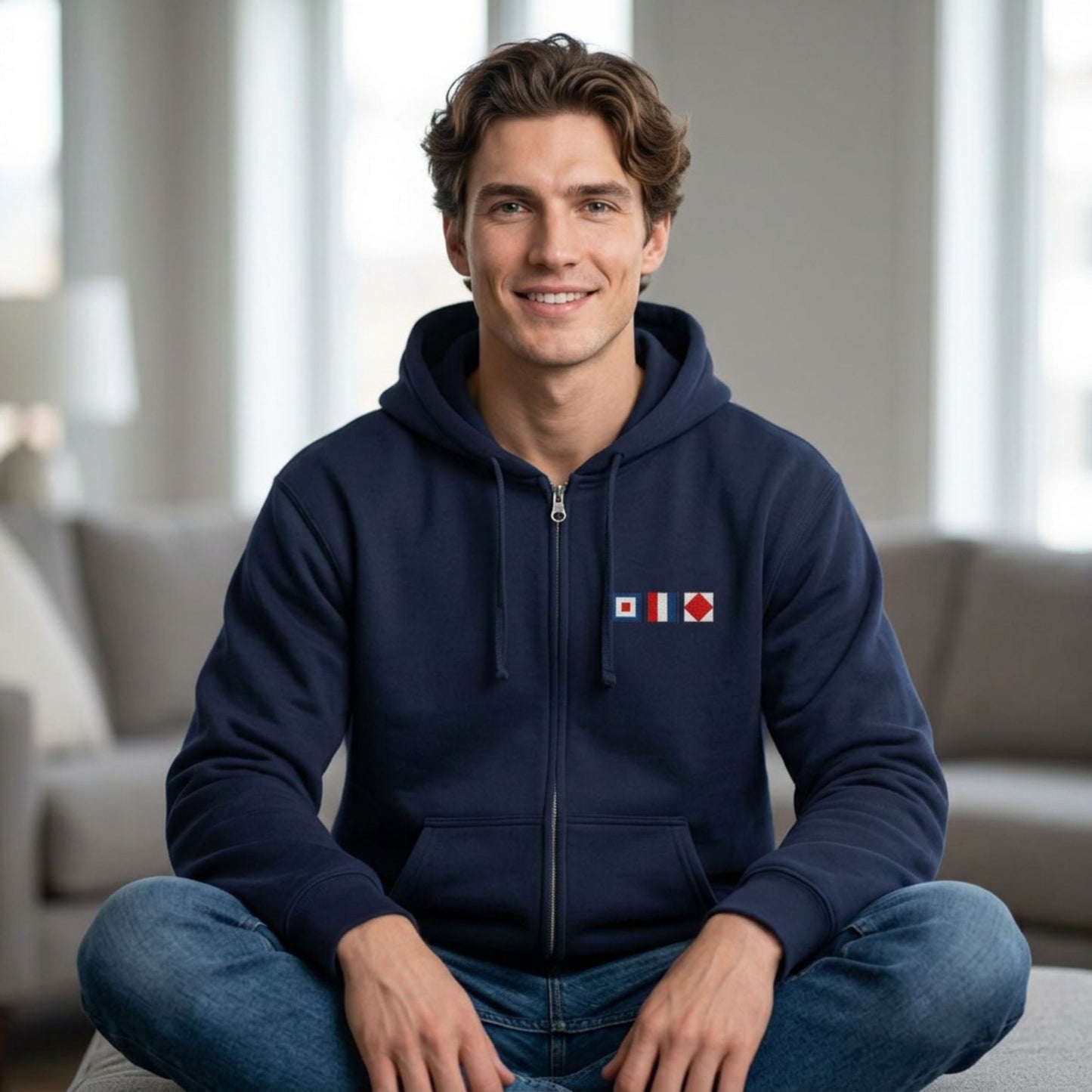 Personalized Nautical Signal Flag Zip Up Hoodie