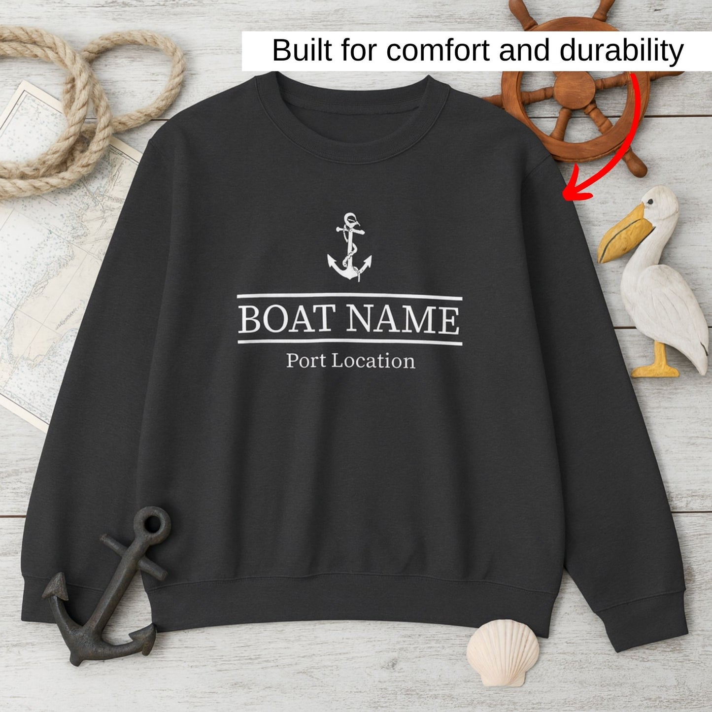 Custom Boat Name Anchor Sweatshirt