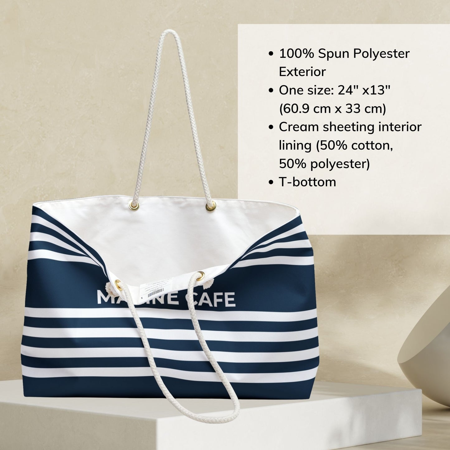 Nautical Stripes Weekender Bag with Anchor
