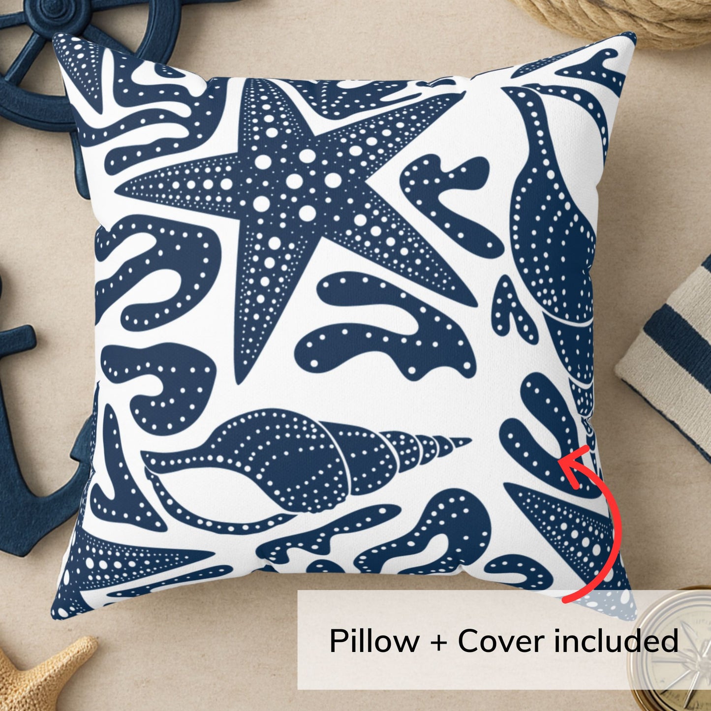 Coastal Pillow Blue and White