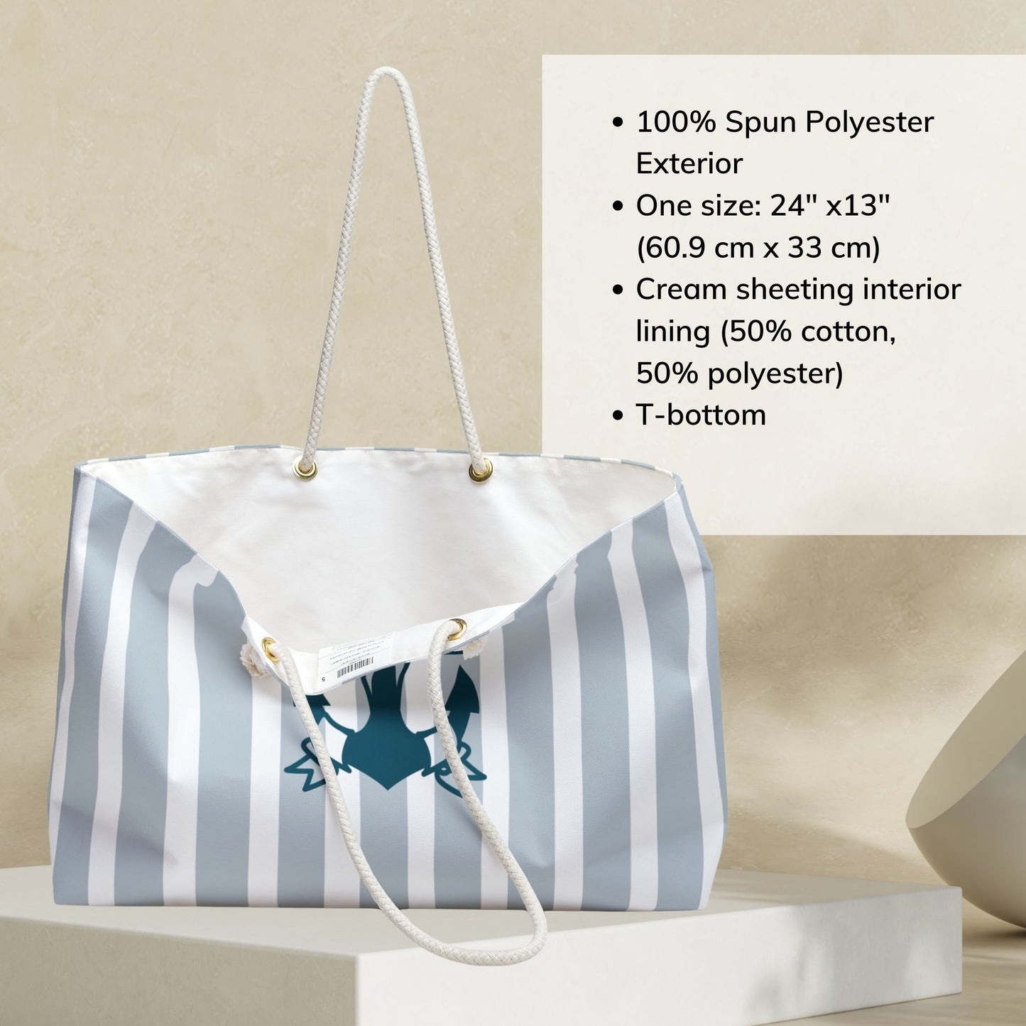 Sky Blue Nautical Weekender Bag with Anchor