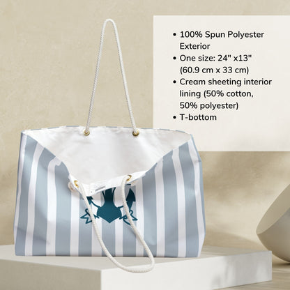 Sky Blue Nautical Weekender Bag with Anchor