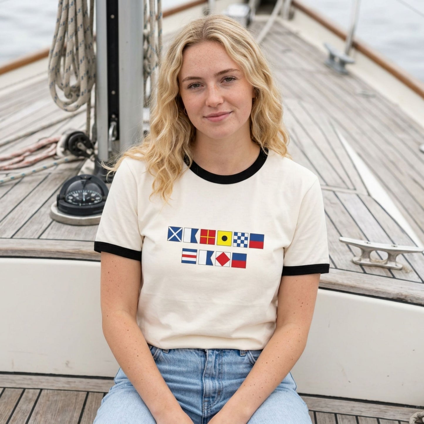 Personalized Nautical Flags Ringer T Shirt