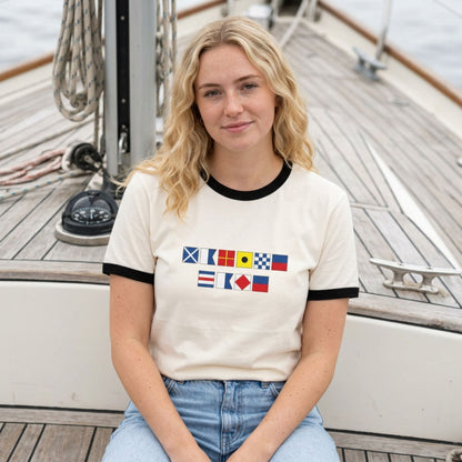 Personalized Nautical Flags Ringer T Shirt