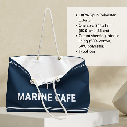 Blue Nautical Weekender Bag with Anchor and Ship Wheel