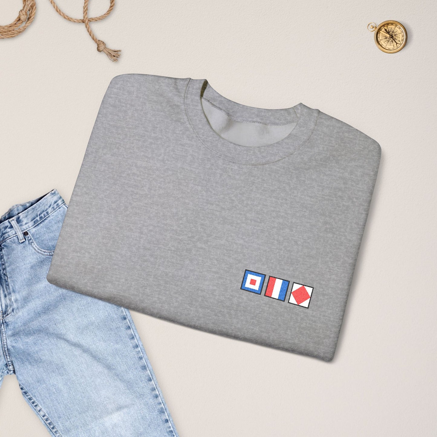 Personalized Embroidered Nautical Flag Sweatshirt