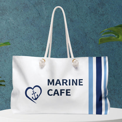 Personalized Nautical Bag White Blue Stripes and Heart Anchor