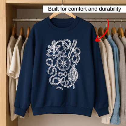 Nautical Sweatshirt with Compass and Rope