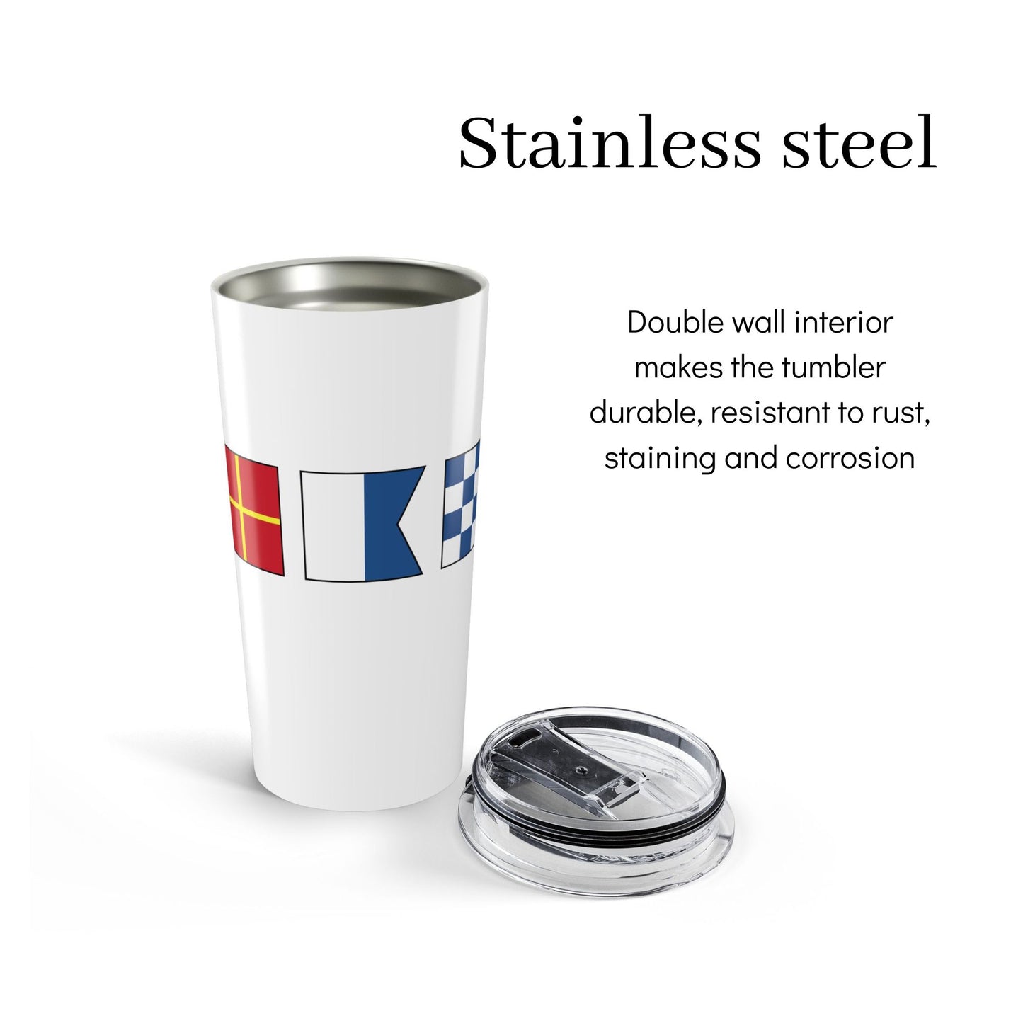 Personalized Nautical Flags Tumbler, 20oz Stainless Steel
