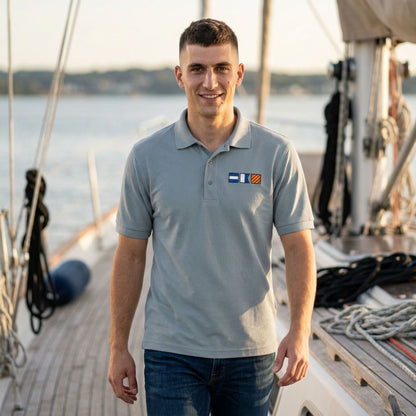 Embroidered Nautical Flags Polo Shirt
