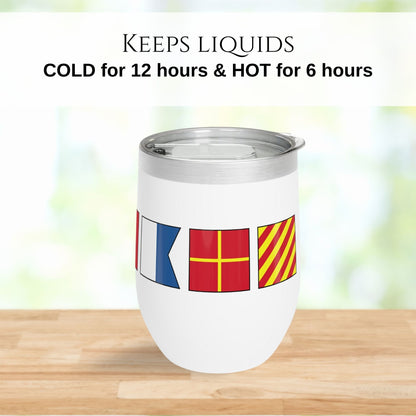 Nautical Flags Wine Tumbler