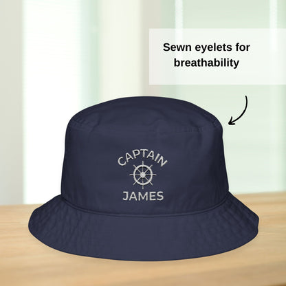 Personalized Embroidered Ship Wheel Bucket Hat