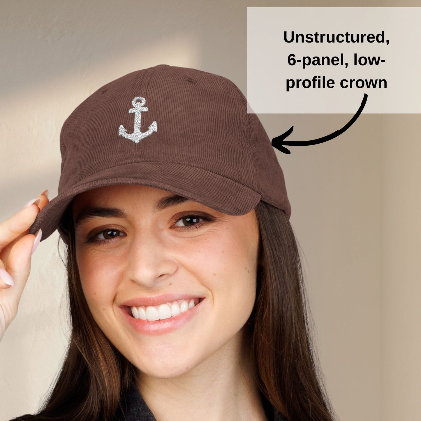 Embroidered Anchor Corduroy Hat