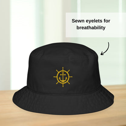 Embroidered Anchor Ship Wheel Bucket Hat