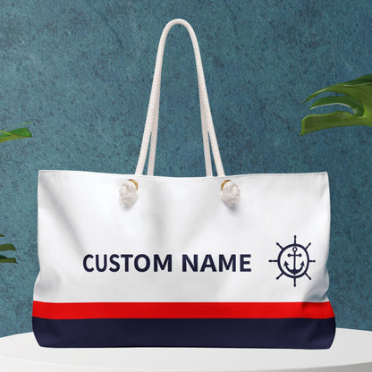 Custom Nautical Boat Tote Bag with Anchor and Ship Wheel