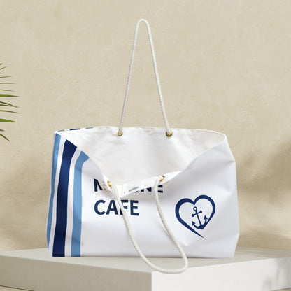Personalized Nautical Bag White Blue Stripes and Heart Anchor