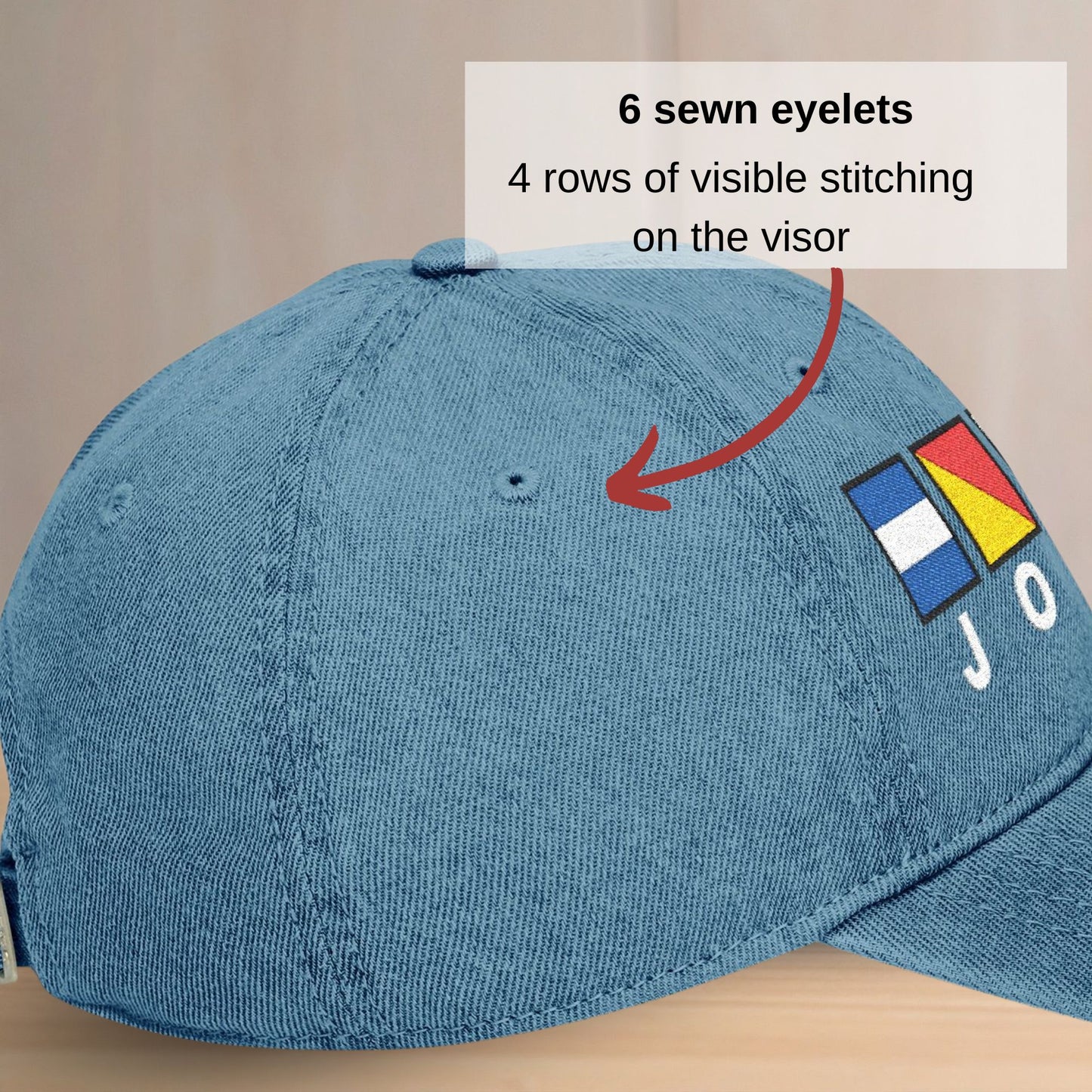 Nautical Flags Denim Hat with Text