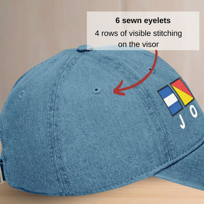 Nautical Flags Denim Hat with Text