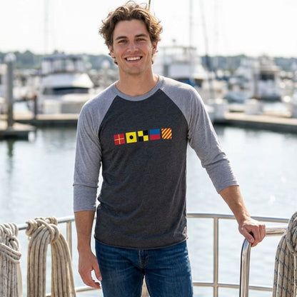 Personalized Nautical Flags Raglan Shirt 3/4 Sleeve Tee