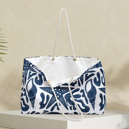 Nautical Weekender Bag with Starfish Seashell Coral Print