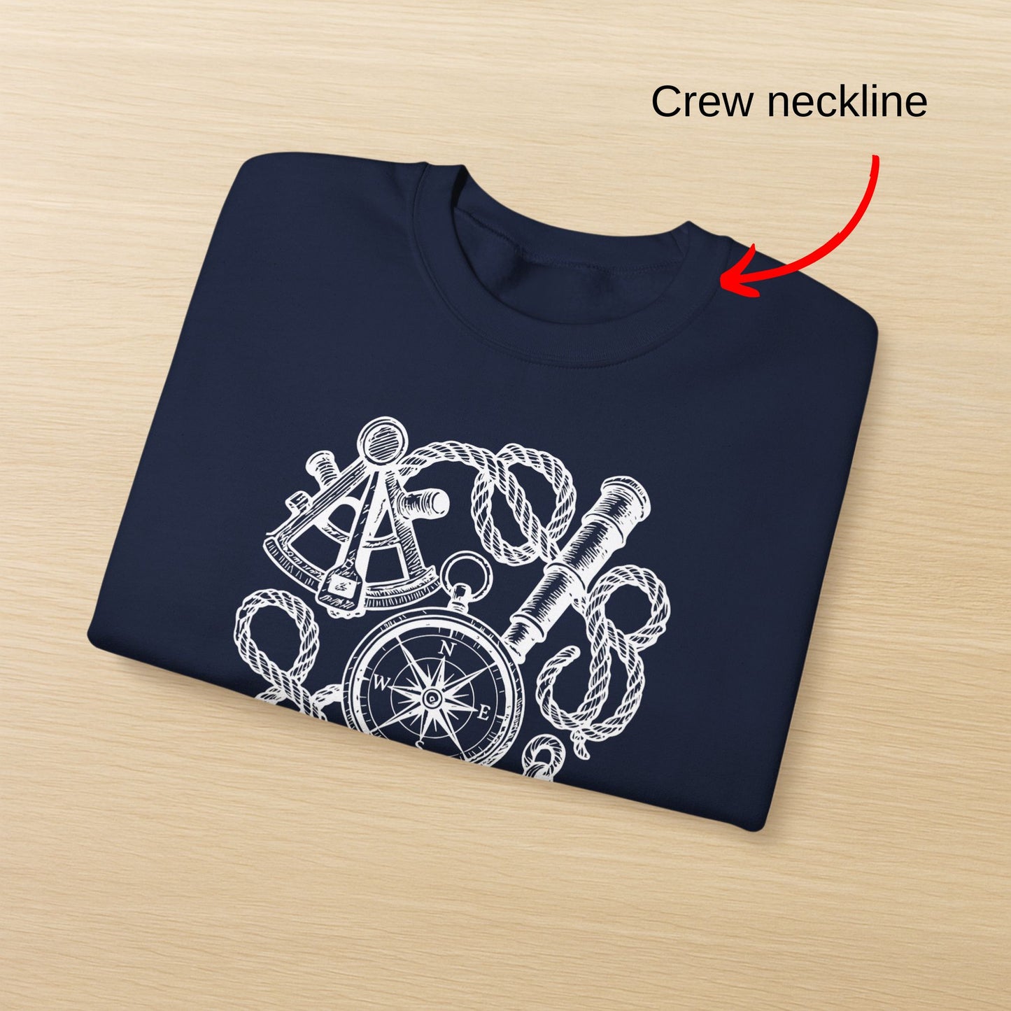 Nautical Sweatshirt with Compass and Rope