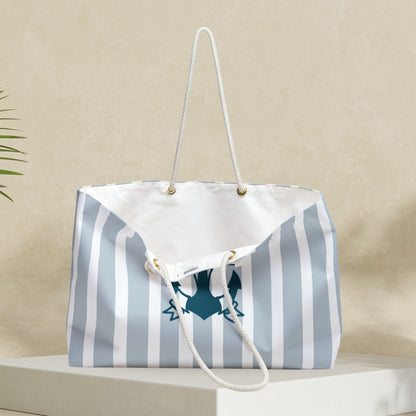 Sky Blue Nautical Weekender Bag with Anchor