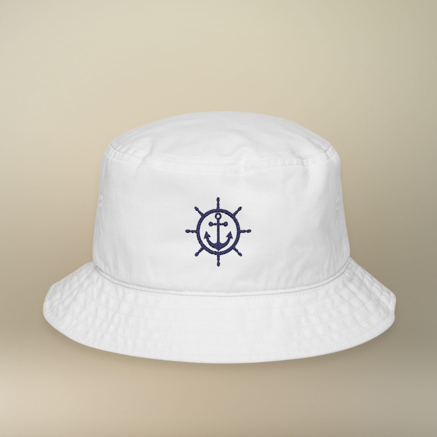 Embroidered Anchor Ship Wheel Bucket Hat