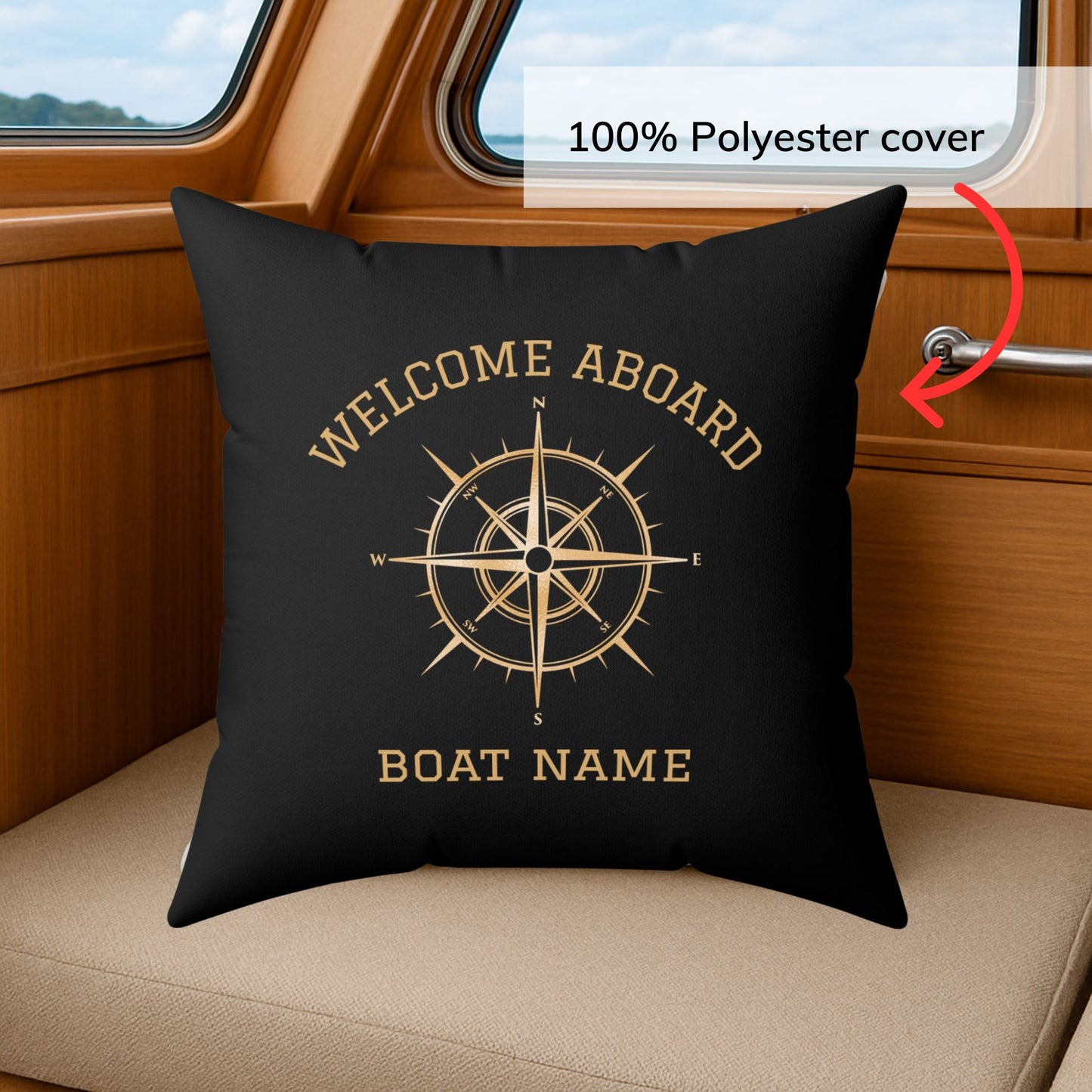 Gold Compass Boat Pillow