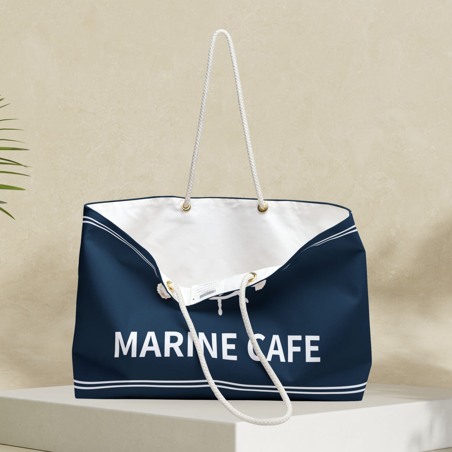 Blue Nautical Weekender Bag with Anchor and Ship Wheel
