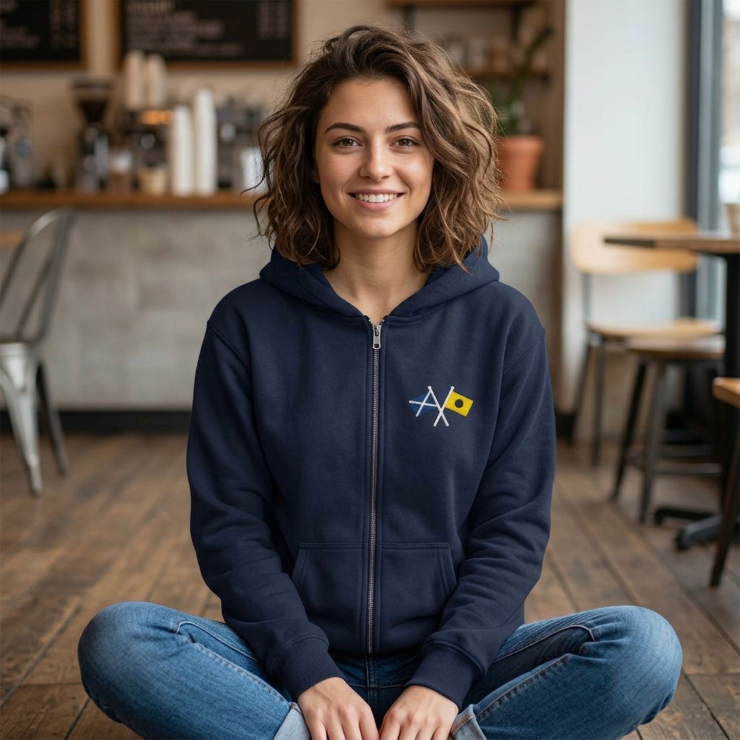 Crossed Nautical Signal Flags Zip Hoodie