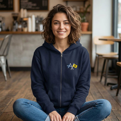 Crossed Nautical Signal Flags Zip Hoodie