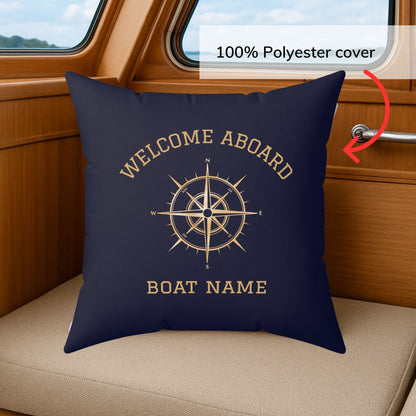 Navy Gold Compass Pillow