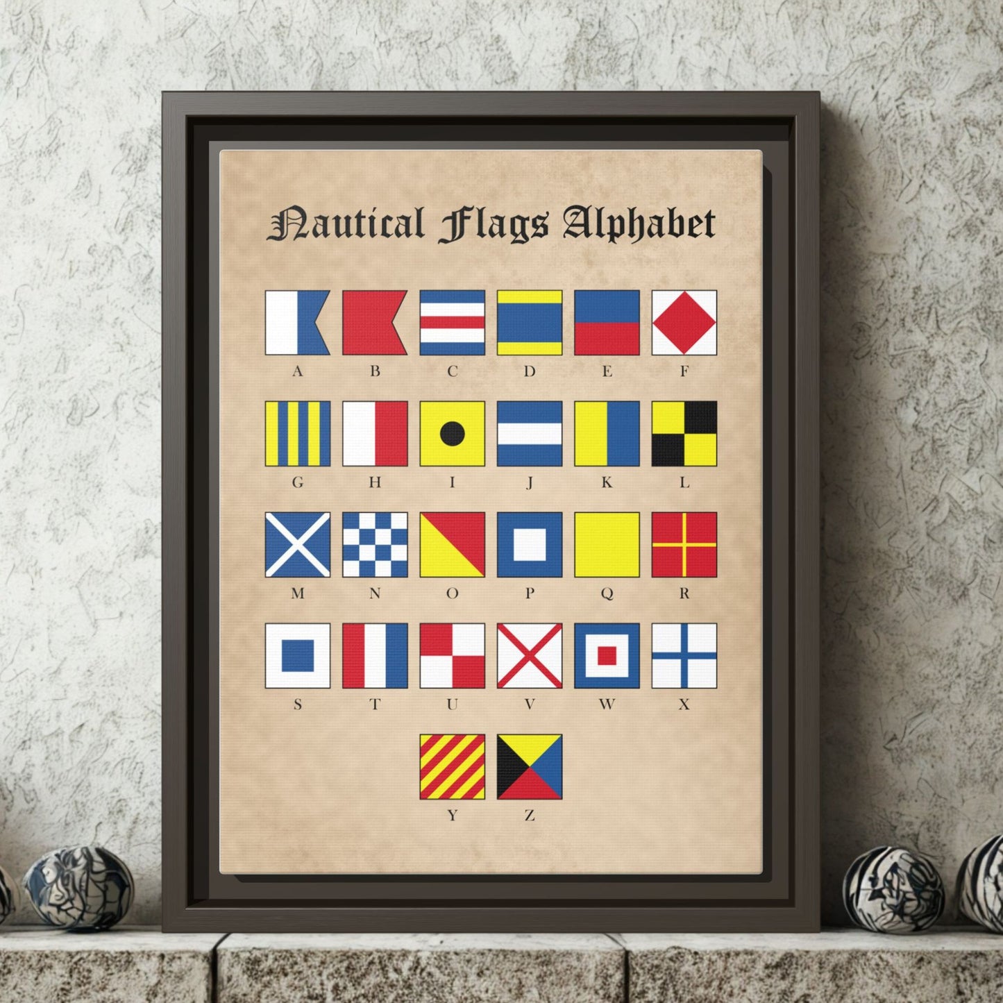 Nautical Flags Alphabet Framed Matte Canvas
