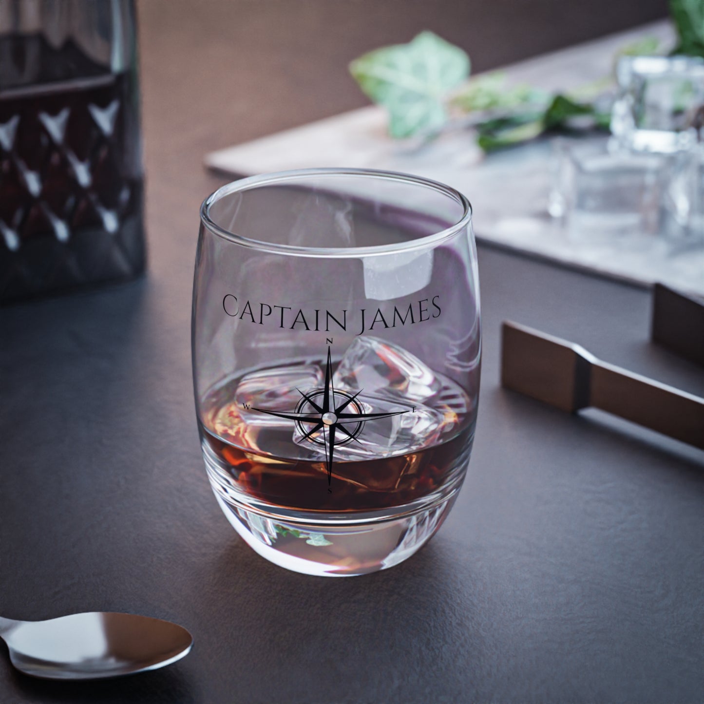 Personalized Nautical Compass Whiskey Glass