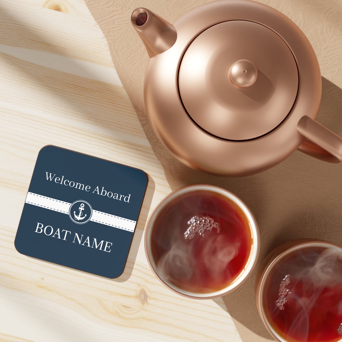 Boat Name Coaster - Ship Wheel (Set of 4)