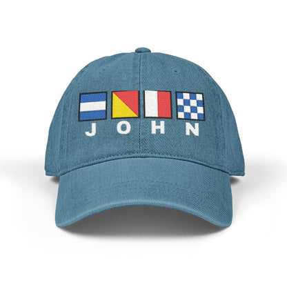 Nautical Flags Denim Hat with Text