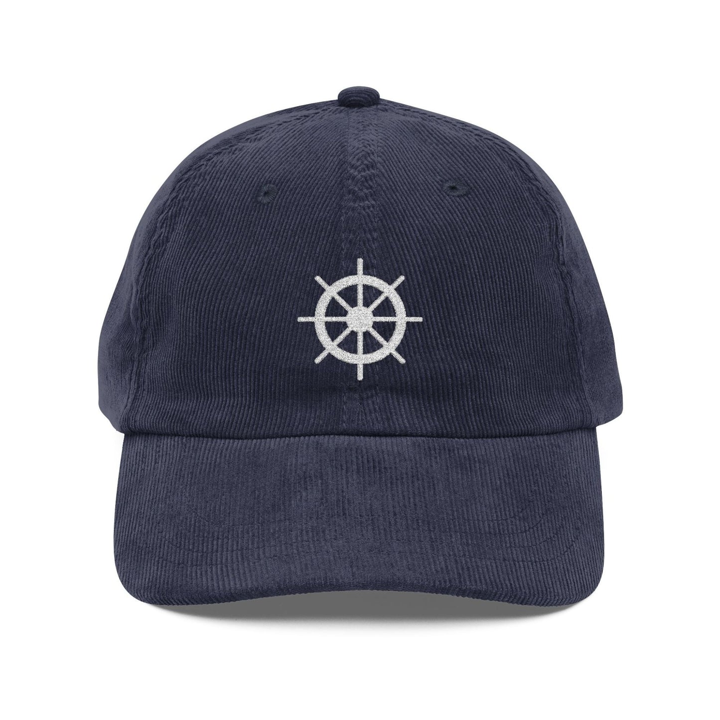Embroidered Ship Wheel Corduroy Hat