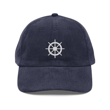 Embroidered Ship Wheel Corduroy Hat