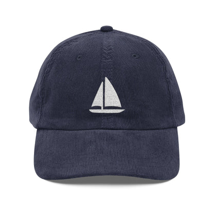 Embroidered Sailboat Corduroy Hat