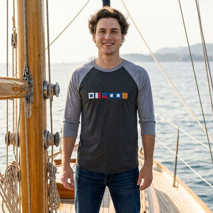 Personalized Nautical Flags Raglan Shirt 3/4 Sleeve Tee