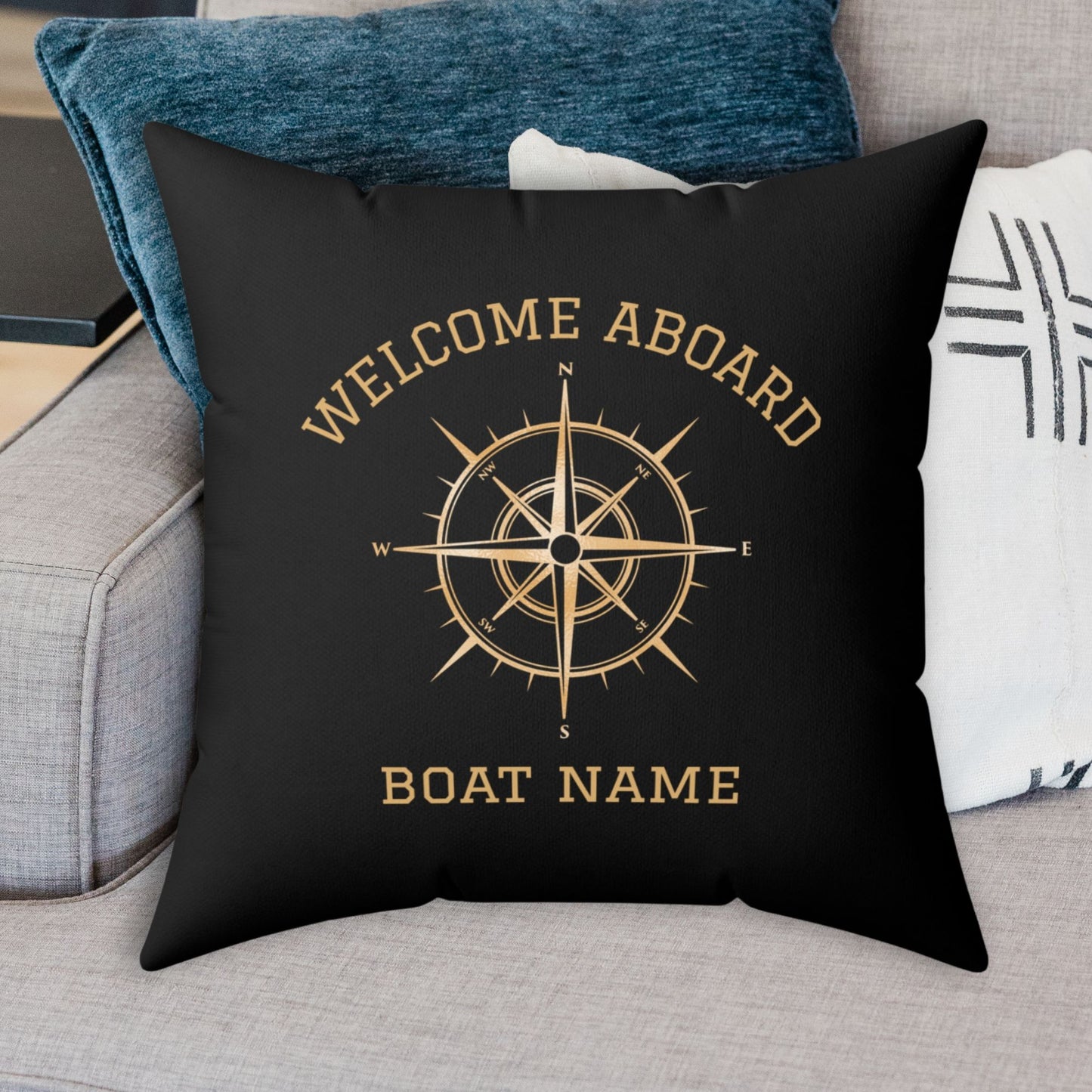 Gold Compass Boat Pillow