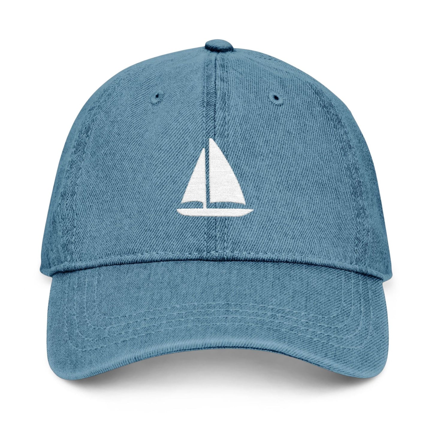 Sailboat Embroidered Nautical Denim Hat