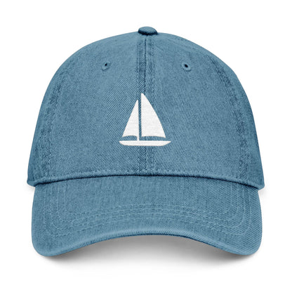 Sailboat Embroidered Nautical Denim Hat