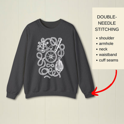 Nautical Sweatshirt with Compass and Rope