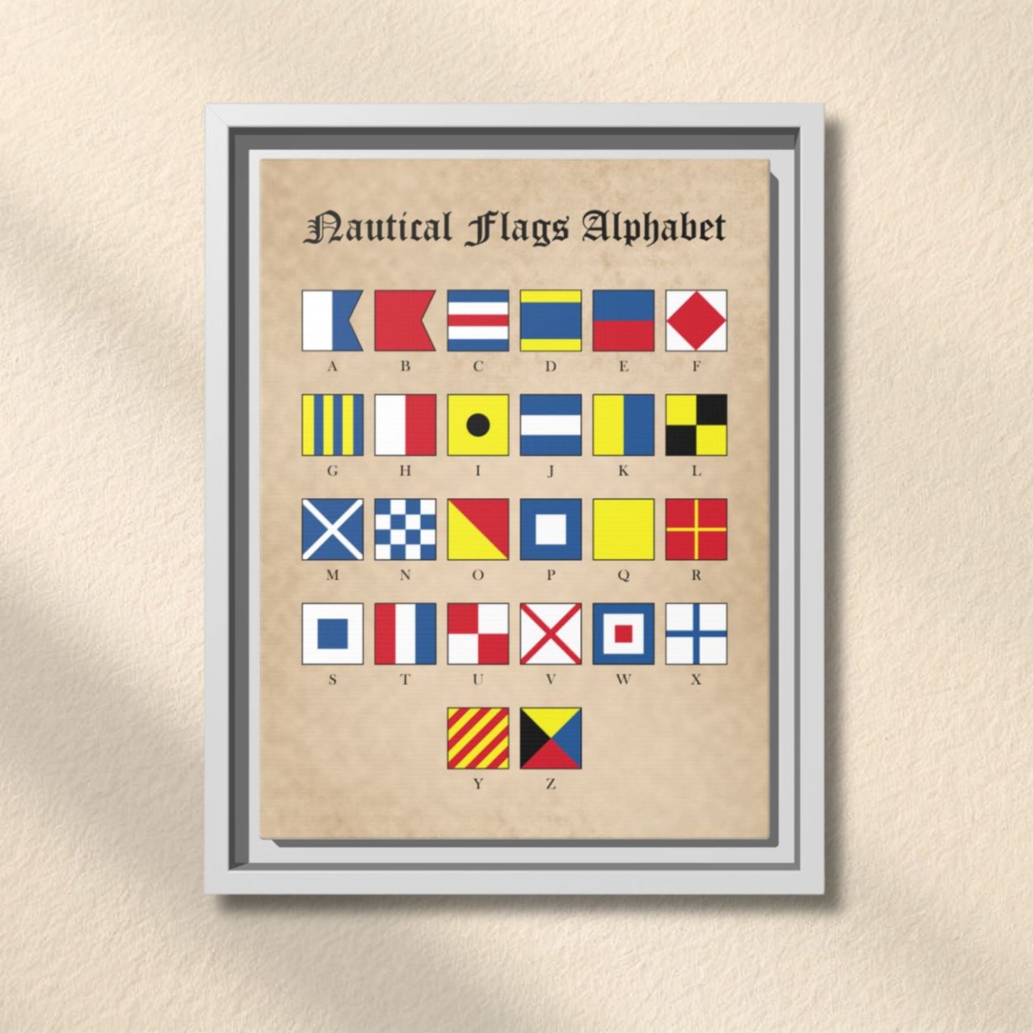 Nautical Flags Alphabet Framed Matte Canvas